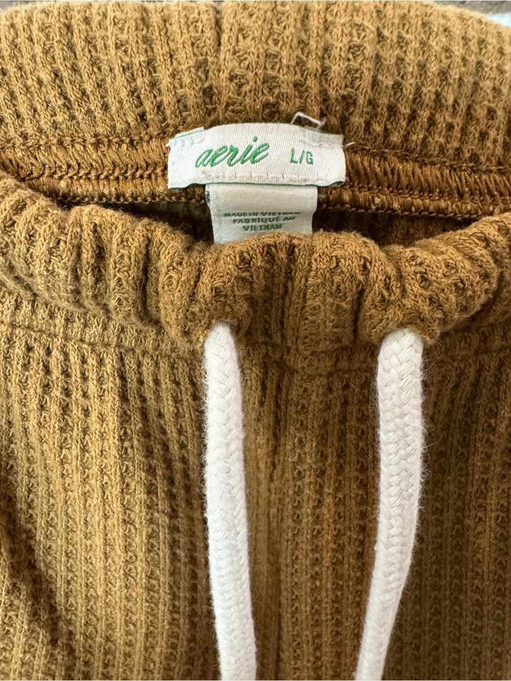 ARIES Women lightweight Cozy Waffle Knit Joggers in olive green - Picture 2 of 3